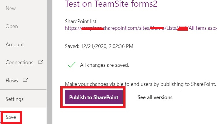 Publish to share point